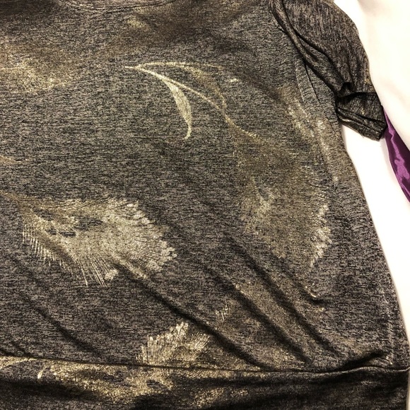 Plus size 4X MXM Metallic Print Knit Blouson Top Batwing Sleeves Black/Gold - Picture 3 of 8